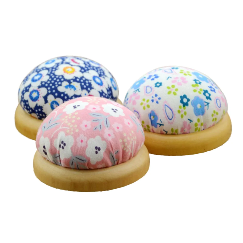 

Pin Cushion Needle Sewing Holder Round Cushions Wooden Wristfabric Holders Insert Organizer Cotton Pincushion Woodvintage Diy