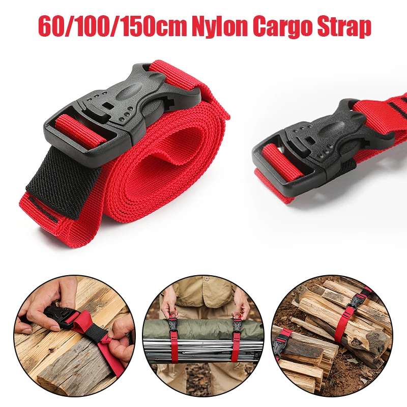 

2Pc Red Durable Nylon Cargo Strap Travel Tied Cargo Luggage Fastener Belt Strap with Cam Buckle Travel Kits Outdoor Camping Tool