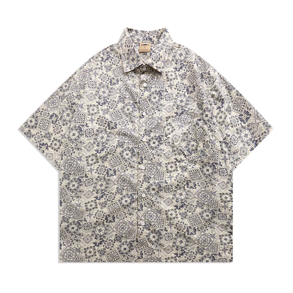 

Новинка 2022, мужские роскошные модные хлопковые повседневные рубашки с принтом пейсли, Уэста-побережья, крипс, кровь, рубашка с высоким карманом и короткими рукавами S 2XL # A631