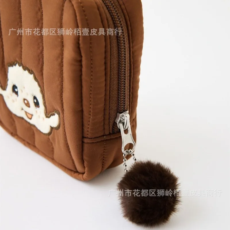 Фото Мультяшная серия Monchhichi: Милая мини-косметичка с кавайными персонажами, креативная портативная вышитая сумка для хранения, кошелек для монет, подарок №4