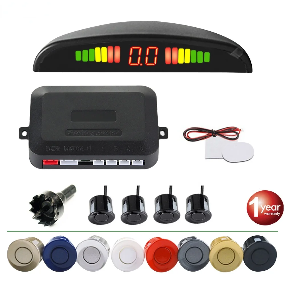 

Kit sensore di parcheggio a LED per auto 4 sensori sistema di indicatori di allarme sonoro Radar inverso 22mm 8 colori