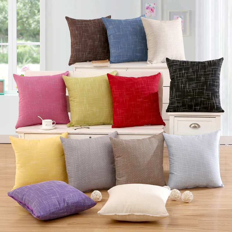 

45x45cm Linen Pillow Case Solid Color Stripe Lumbar Cushion Cover Sofa Office Chair Pillowcase Waterproof Anti-Dirty Pillowslip