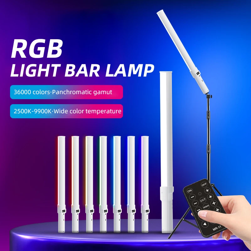 

Ручной светодиодный светильник с RGB-подсветкой, палочка для видеосъемки, лампа для фотостудии с аккумулятором, цветная лампа для селфи с дистанционным управлением
