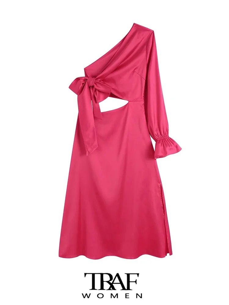 

Платье-миди асимметричное на одно плечо, с длинным рукавом