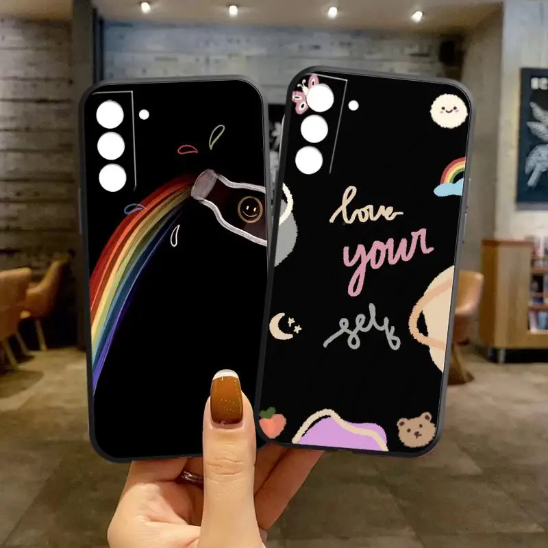 

Cartoon Rainbow Phone Case For Samsung S20 Ultra S9 S10 LiteS10 5G S20 FE Plus Ultra S22 Lite S8 S21 S10E Lp97 Selena PVC Stand