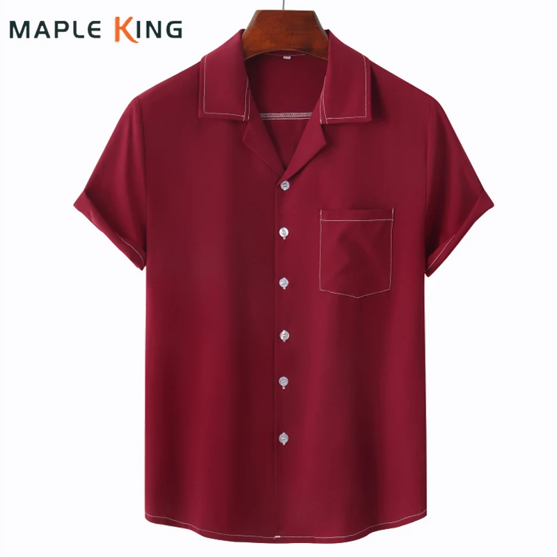 

Men Women Cardigan Masculino Shirts 2022 Summer Burgundy Red Camp Collar Hippie Shirt Chemises Hawaienne Pour Homme Blusas Tops