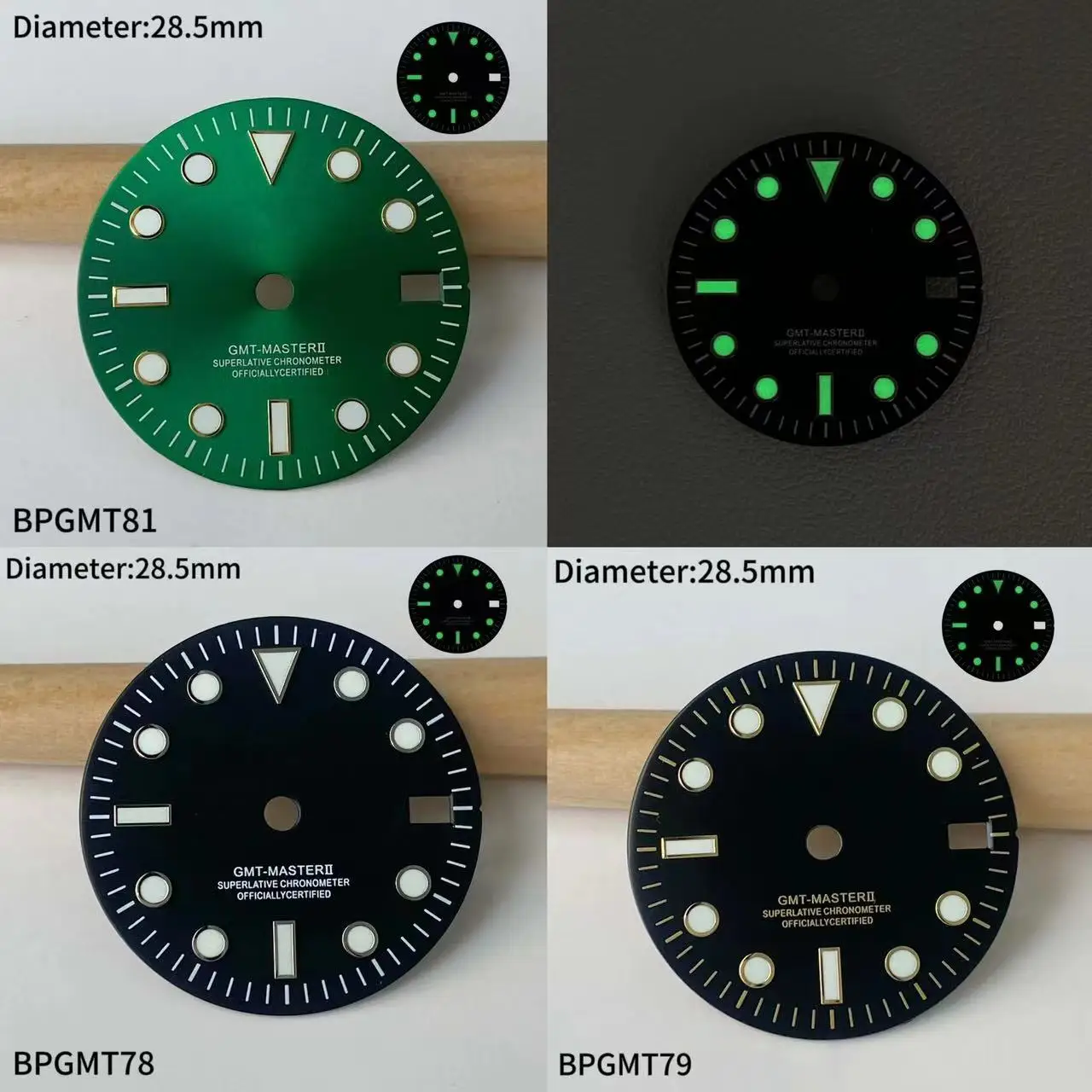 Зеленый циферблат GMT 28 5 мм NH34 S с одним световым лучом подходит для аксессуаров