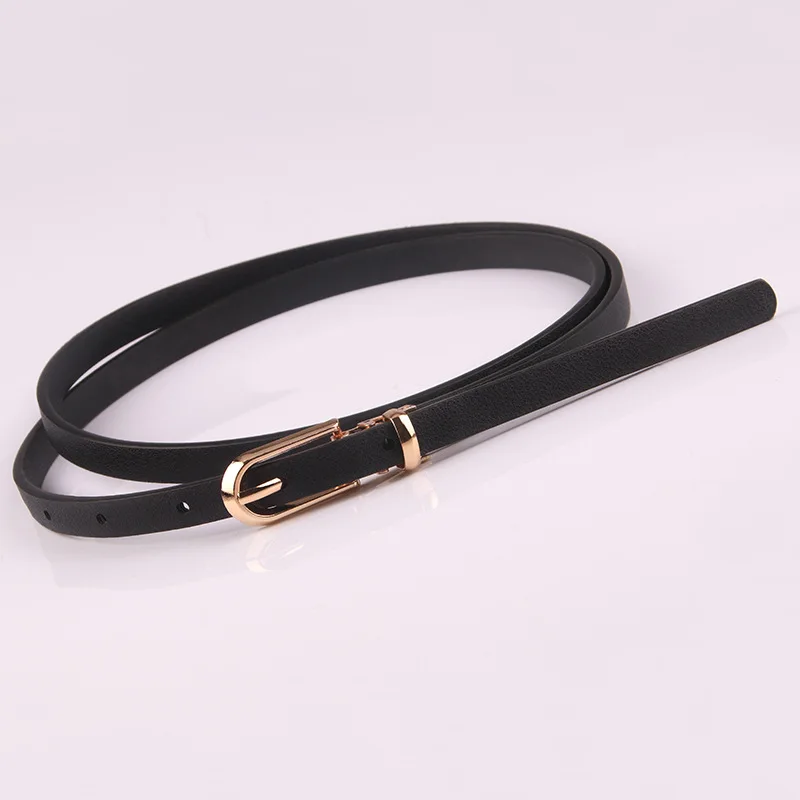 New Fashion Black White Red Brown Blue Yellow Pink Thin Pu Leather Belt Female Waist Belts for Women Dress Jeans Strap Belts