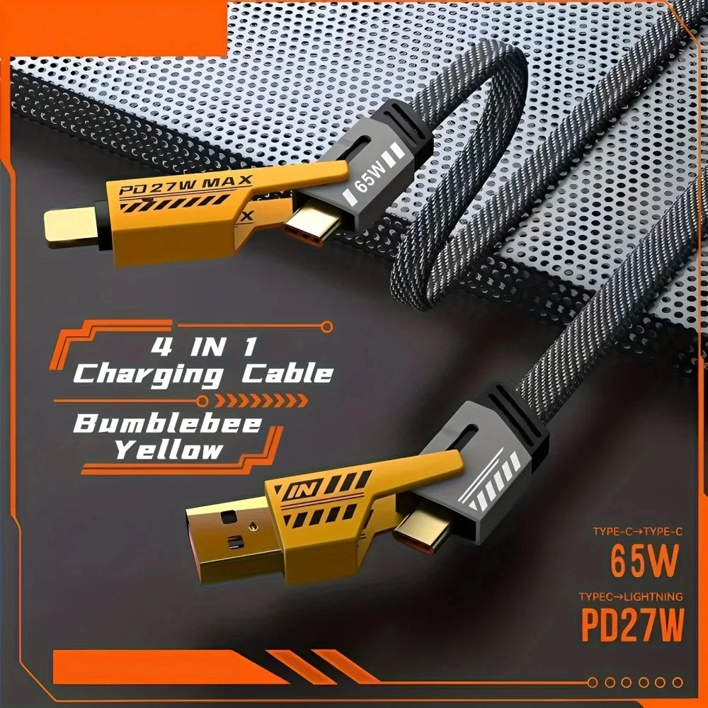 4 в 1 кабель для быстрой зарядки данных USB C разъем Lightning TypeC нейлоновая оплетка PD 65