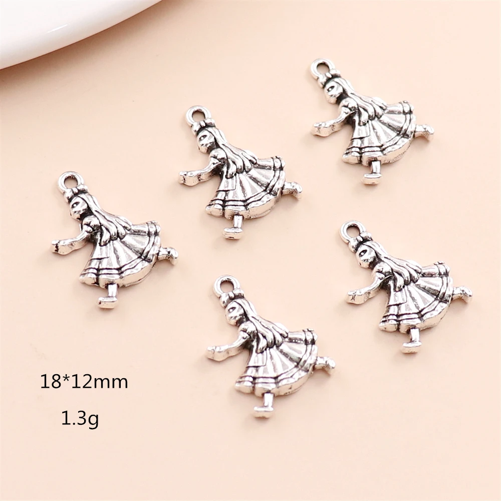 

20PCS Vintage Long Skirt Girl Charms Fit for Women's Pendant Necklace DIY Jewelry Making Bracelets Accessories