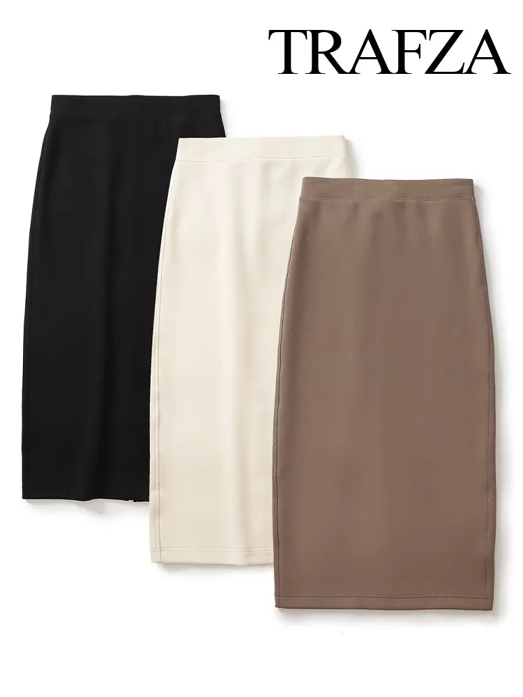 

Тонкая женская юбка с разрезом и высокой талией, в винтажном стиле