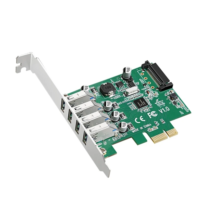 

R2LB PCIE to USB 3.0 Riser Multiplier 4 USB Port Expansion Adapter Card Extender Desktop PC Computer 5Gbps PCI-E Converter
