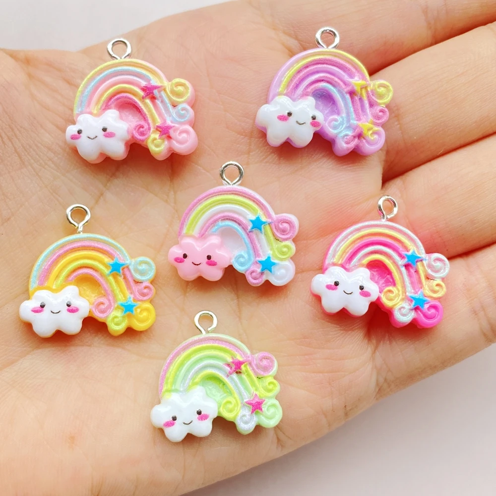 12 шт. подвески из смолы с рисунком облака радуги аксессуары для декора сделай сам