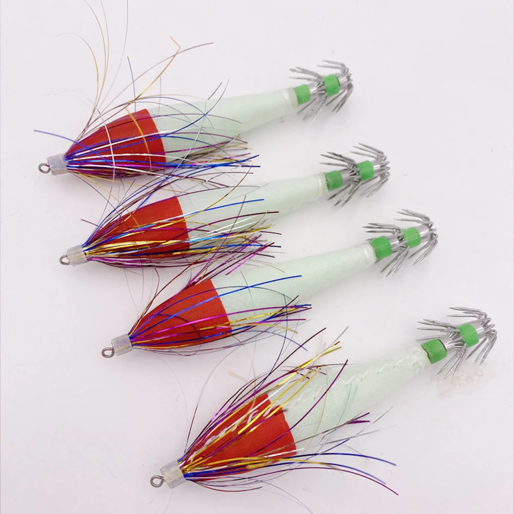 

6g/8cm Fishing Bait Luminous Wooden Shrimp Squid Hook Fake Artificial Bait Hot Sale Fish Hook Replacement Part Accessories