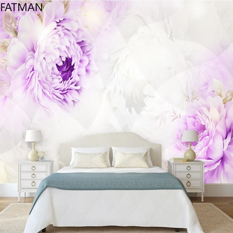 

FATMAN Custom 3D Photo Wallpaper Beautiful Purple Flowers Mural Living Room Bedroom Decoration Background Wall Cloth Dropship