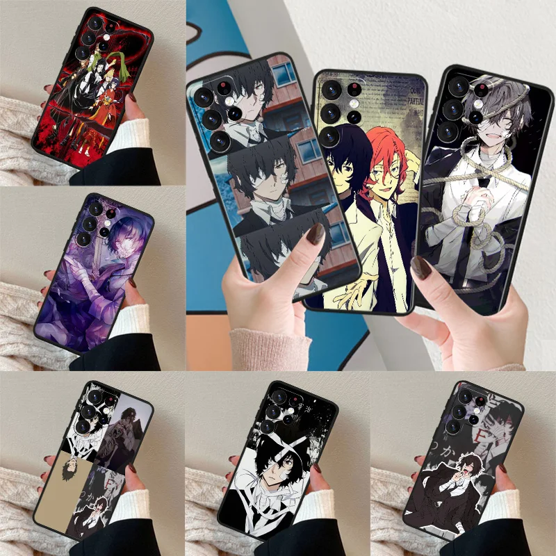 Черный телефонный чехол Bungo бродячие собаки для Samsung Galaxy S24 S23 S22 S21 S20 S10E Ultra Plus Lite FE