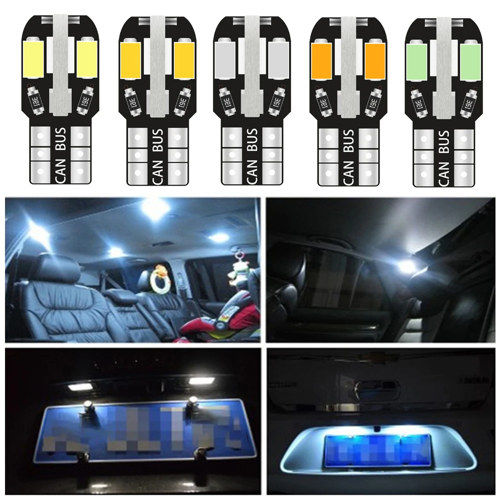 

10pcs W5W T10 Led Canbus Car Interior Bulb Canbus 5730 8SMD For Car Lamps Dome Light Auto Wedge Side License Plate Led Lamp