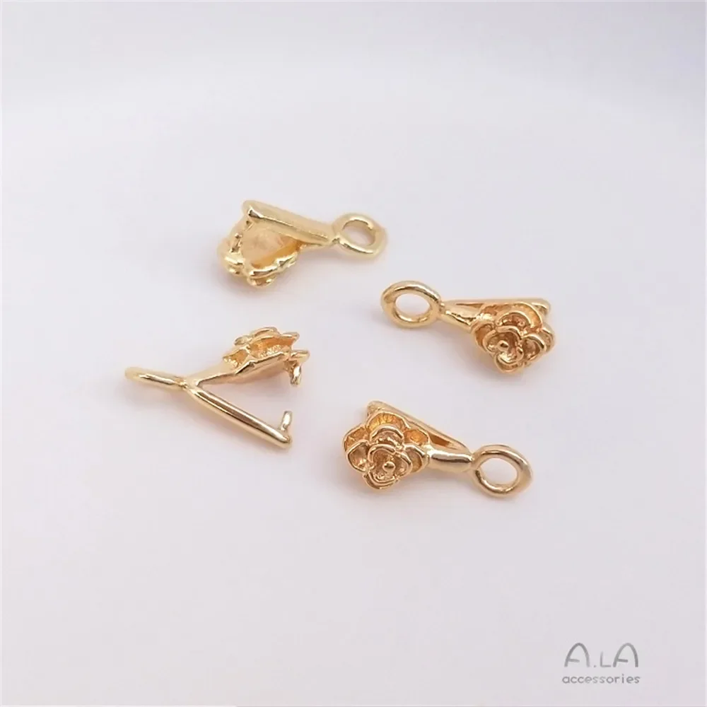 14K позолоченная застежка в форме розы с застежкой из семян дыни подвесная Diy