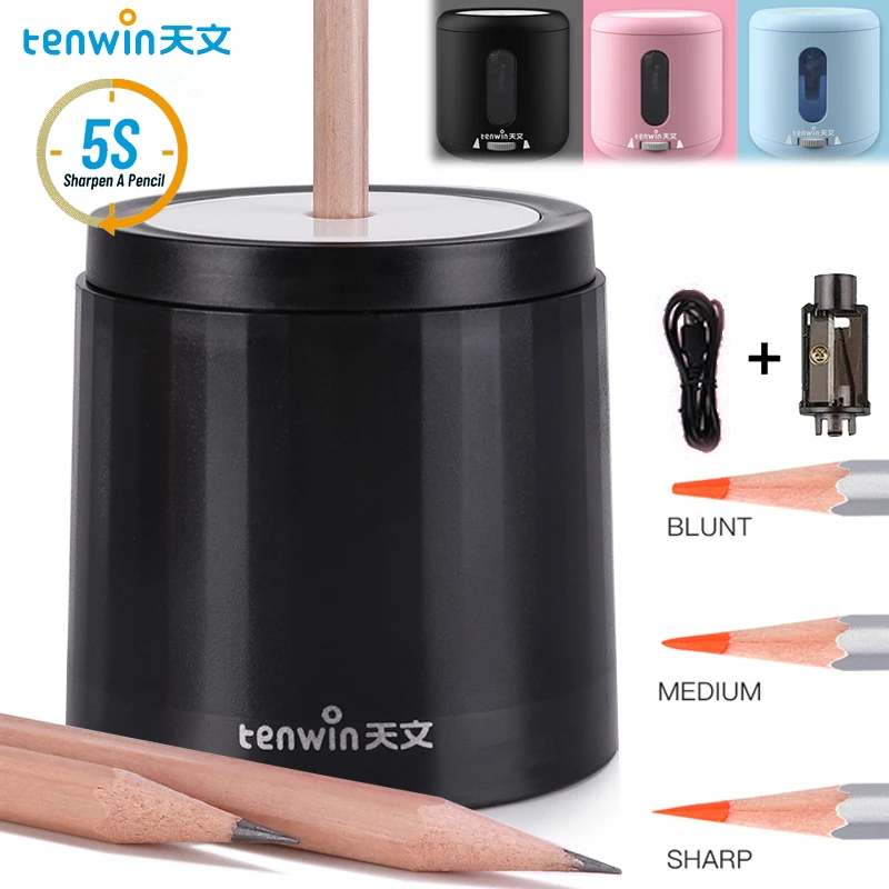 

Tenwin Electric Pencil Sharpener mini colorful Automatic pencil sharpener Student Office Stationery School cartoon semi-automati