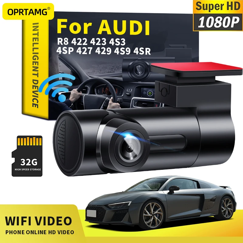 

OPRTAMG Car Dashcam Car DVR MSC 1080P HD Camera WiFi dash cam draadloos For Audi R8 422 423 4S3 4SP 427 429 4S9 4SR 1994-2022