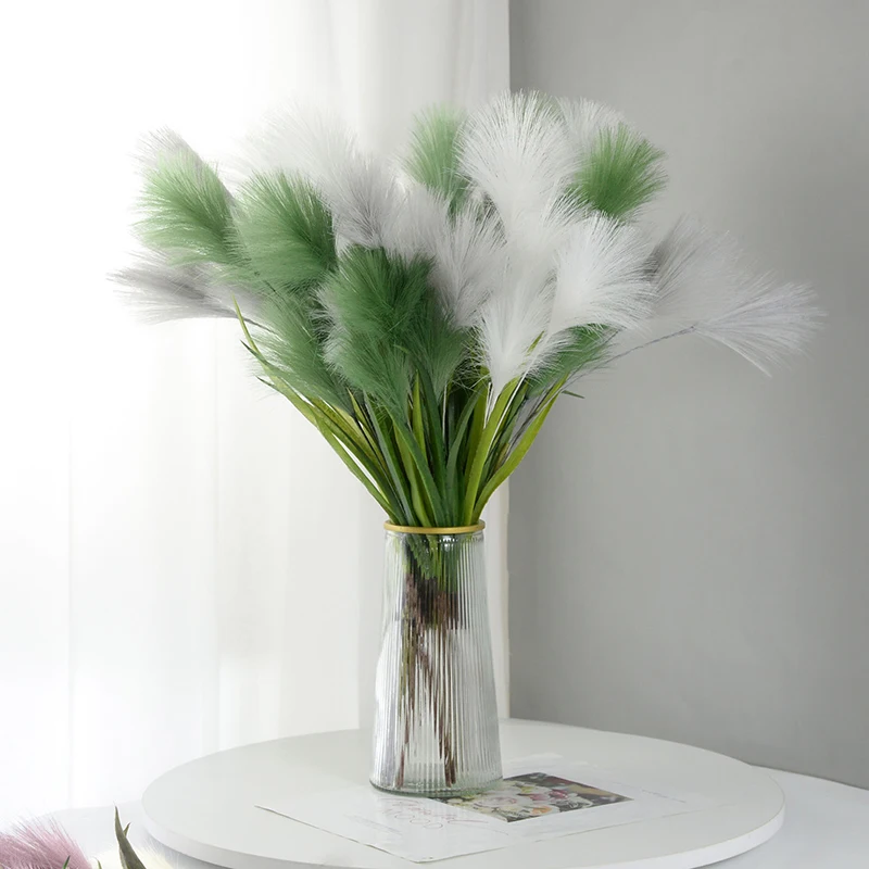 

56cm Artificial Pampas Grass With Leaf For Home Wedding Decoration DIY Flower Wall Vase Fake Plant Reed