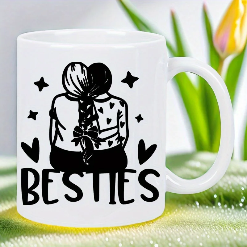 Фото Керамическая кофейная кружка BESTIES на 11 унций — многоразовая, Insulted, Trvel Mug, только Hnd-Wsh — идеально подходит для любителей кофе, белая кружка для мужчин и женщин №2