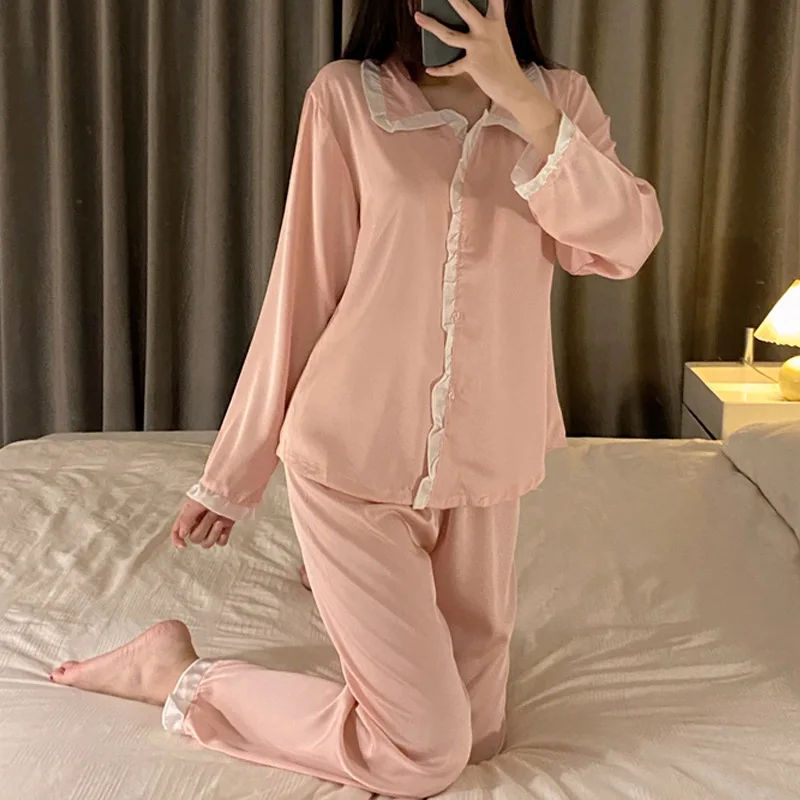 Женский костюм из двух предметов зимняя теплая пижама с длинным рукавом