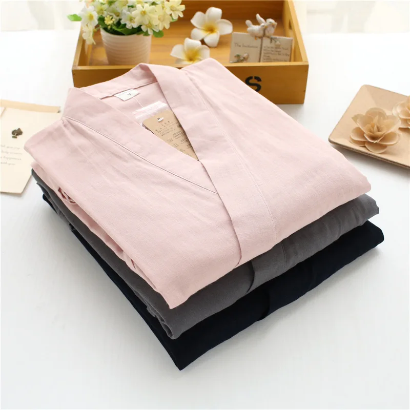 Nightwear Women Pajamas Spring/Autumn Couples Men Kimono Sweat Steamed Cotton Lover Double-layer Gauze Home Service bedroom set