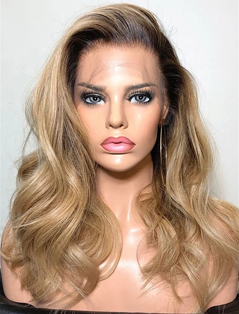 Brown ombre honey blonde lace front wigs human hair Natural Wave Brazilian Remy 360 full Lace Frontal Wigs HD Transparent lace