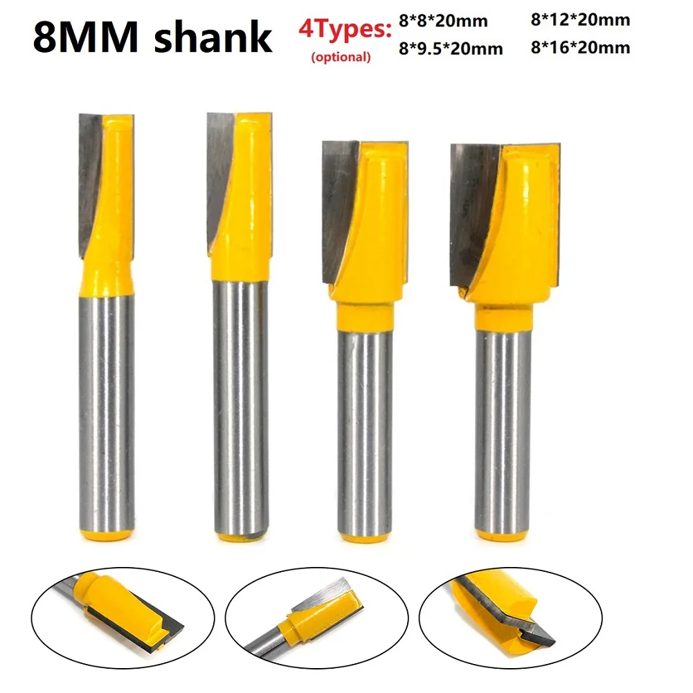 

8mm Shank Router Bit Bottom Wood Cleaning Bit Straight Router Bits Woodworking Milling Cutter Template Trim Hinge Mortising