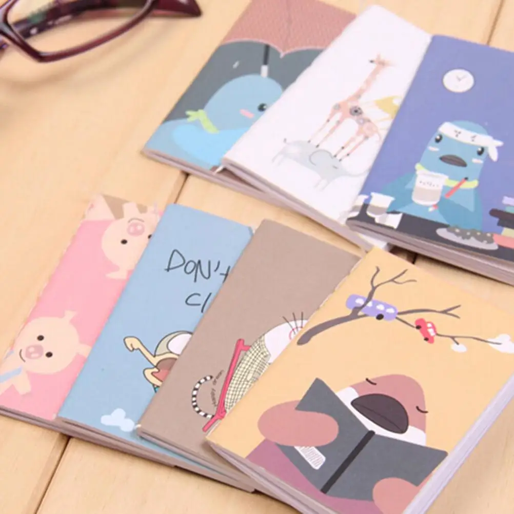 

5pcs 8cmx6cm 20pages/sheet Retro Notepad Book Cartoon Image Notebook Vintage For Kids Stationery