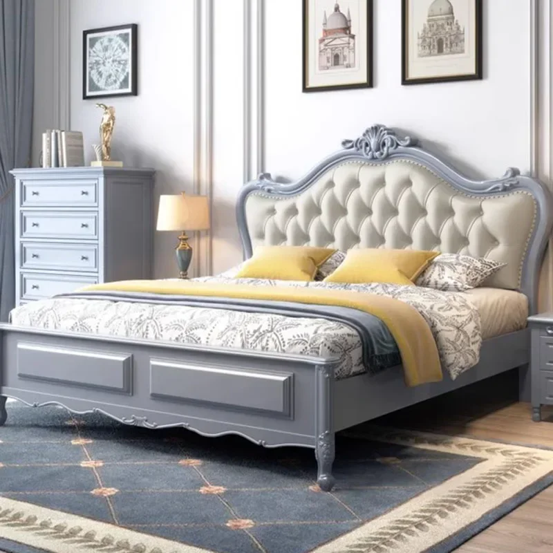 Скандинавская корейская двуспальная кровать современное изголовье из белого