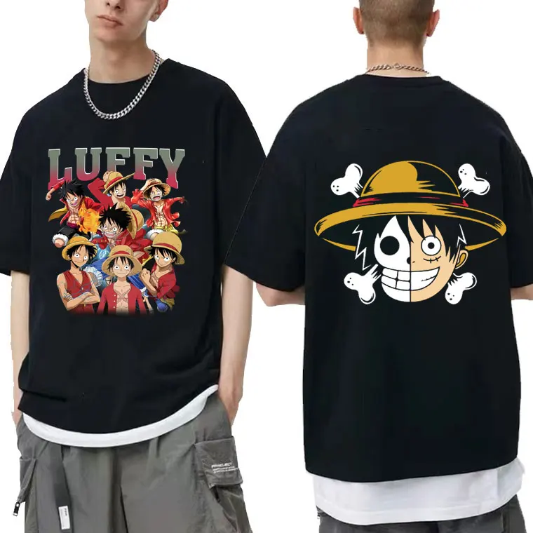 

Anime One Piece Luffy Pattern T-shirt Regular Men Women Cartoon Style T Shirts Man Woman Fashion Harajuku Graphic Tshirt Tops