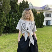 feiernan grunge skull baseball shirt gothic style embroidery harajuku blouse female vintage short sleeve streetwear hip hop tops