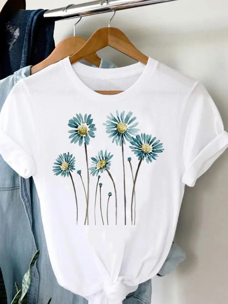 

Футболка женская с принтом одуванчика, милая стильная рубашка 90-х, модный топ с коротким рукавом и графическим принтом, на лето