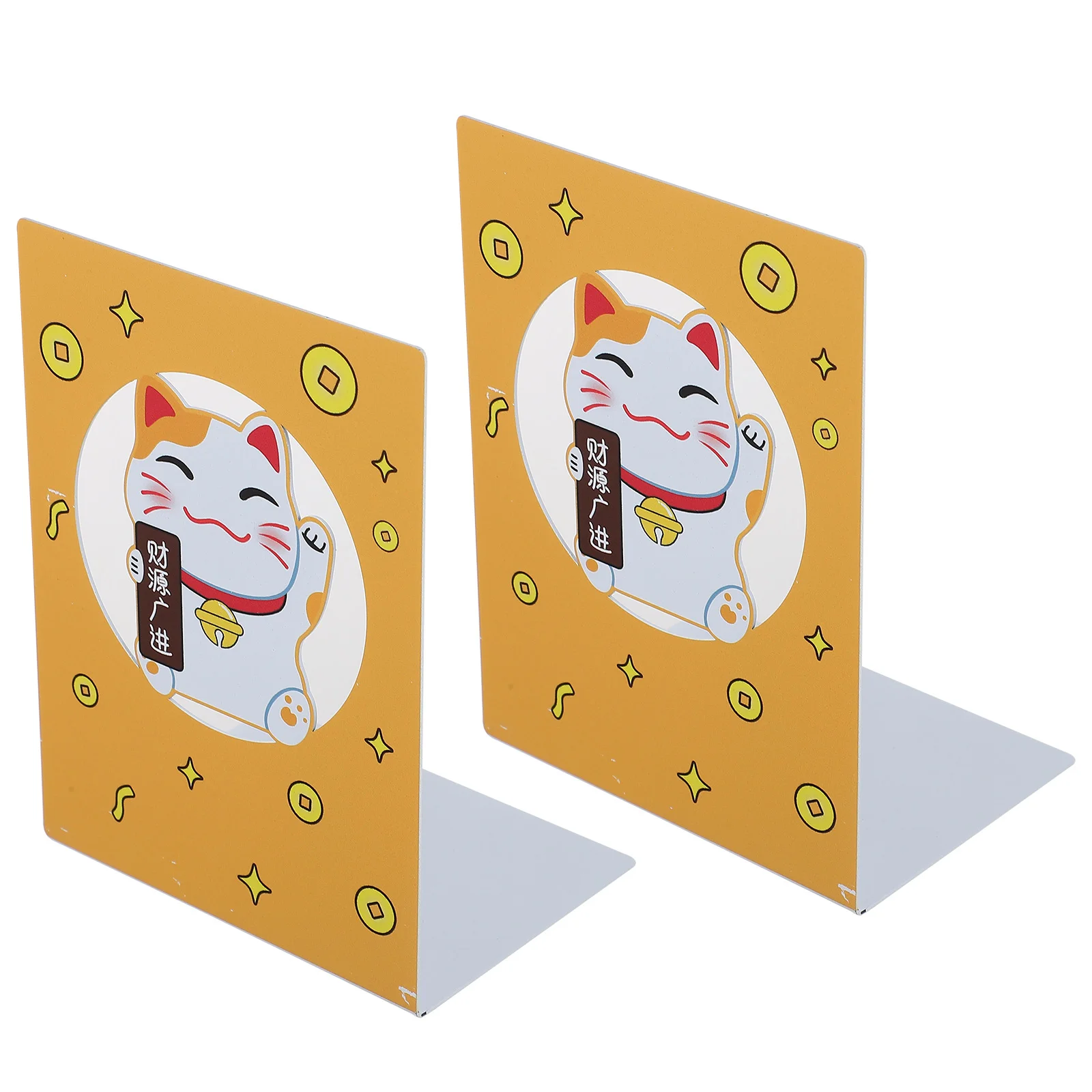 

2pcs Cartoon Cat Bookend Desktop Book Stopper Iron Art Desktop Organizer