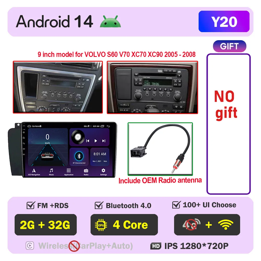 

Автомобильный радиоприемник CarPlay для Volvo XC70 V70 $60 2000-2009 Android Auto Мультимедийный плеер 2din DVD Стерео 8-ядерный авторадио DSP 5G WIFI