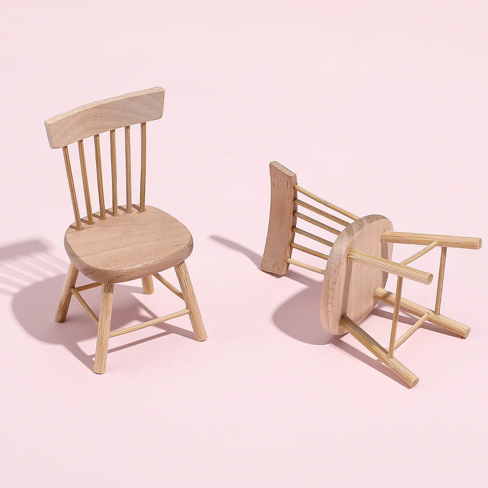 

3 Pcs Counter Wooden Toys Side Chair Miniature Delicate Decors House Small Furniture For Models