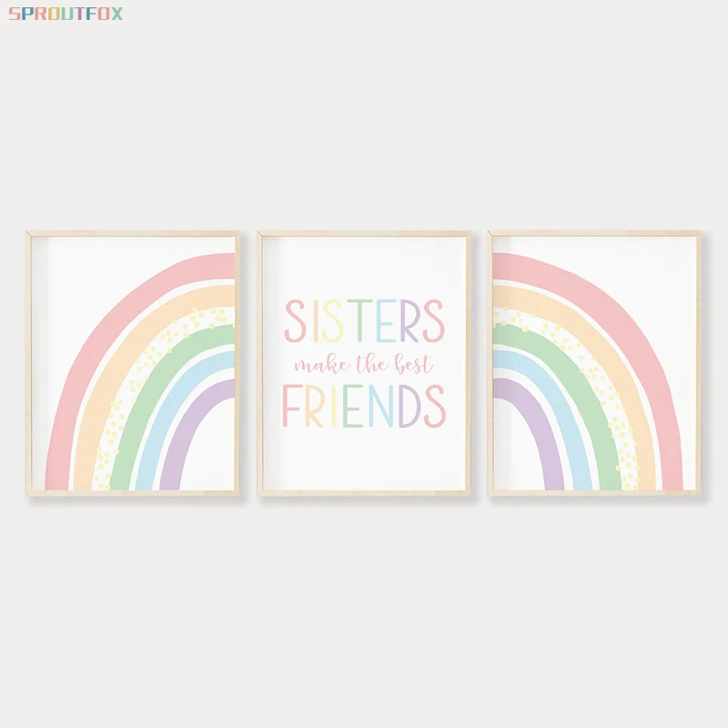 Скандинавская Акварельная большая Радужная настенная Картина на холсте