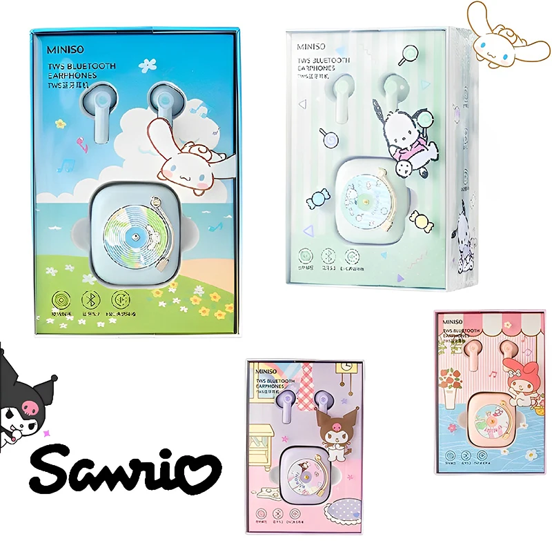 

Kawaii Sanrio Kuromi Semi-in-ear Bluetooth Earphone Cartoon Cinnamoroll My Melody Pochacco Retro Sports Wireless Headphones