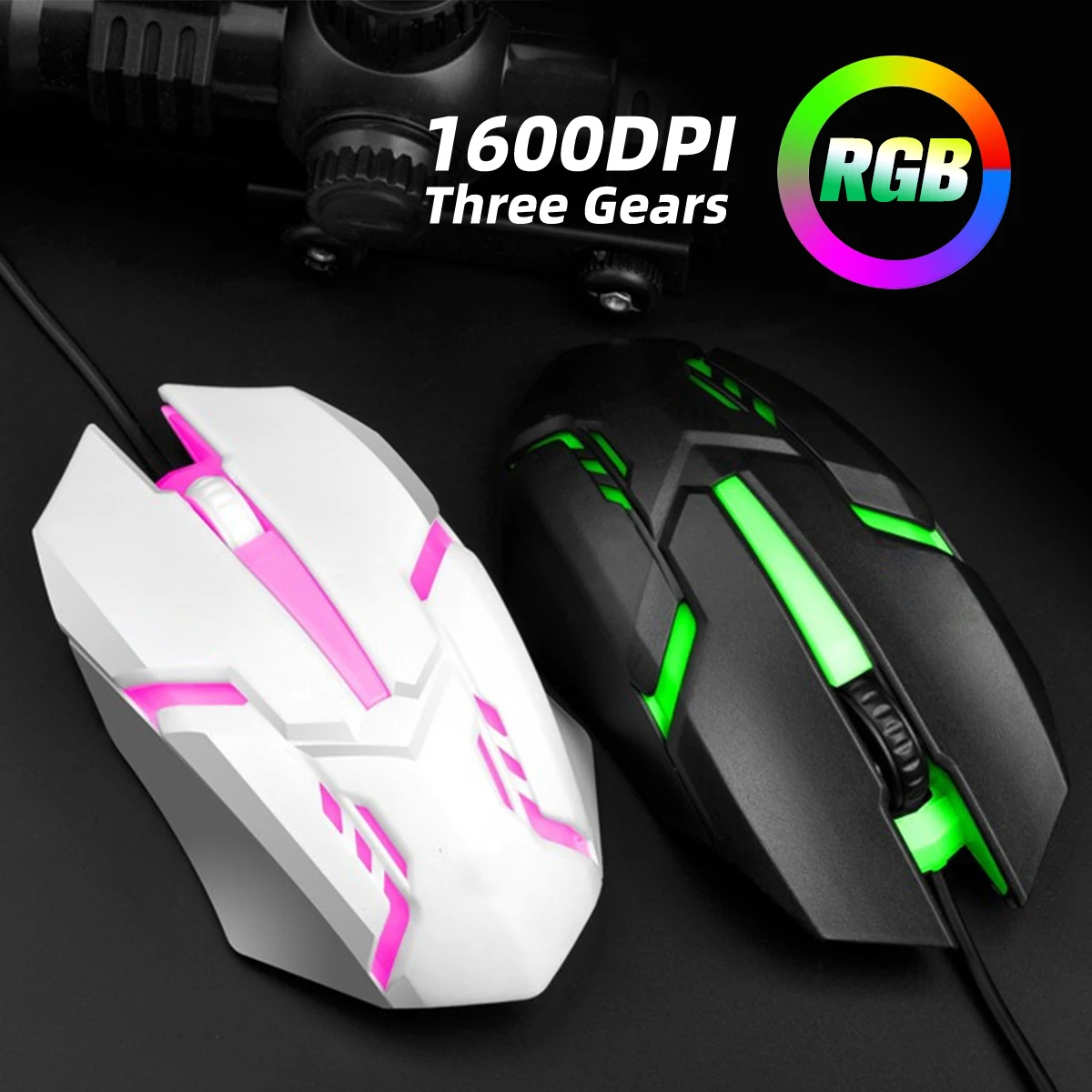 

Проводная игровая мышь 1600 DPI Оптическая USB-мышь с RGB-подсветкой Мыши Эргономичная мышь Mause для настольного портативного компьютера Gamer Mouse