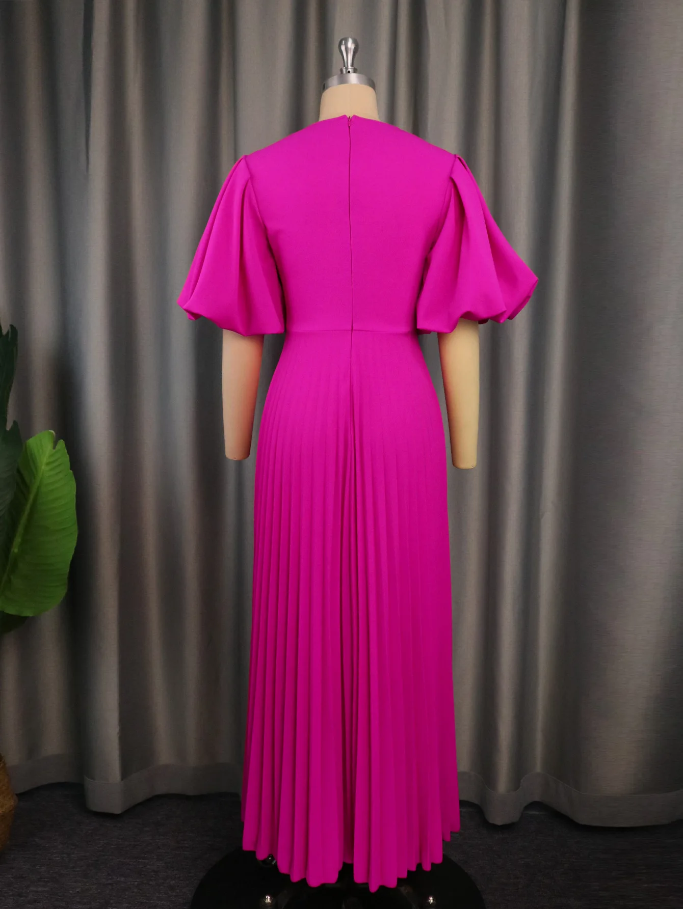 Plus Size Pleated Prom Dress Chubby Women Puff Sleeve Luxury Cloth Female Long Robe 2023 Summer Trendy Elegant Evening Dress