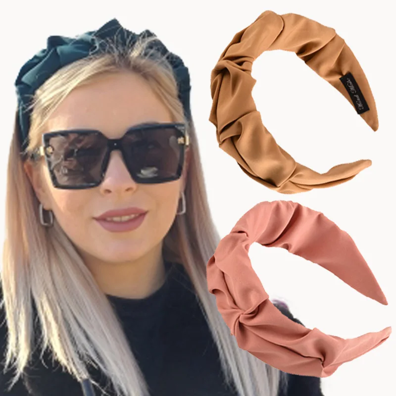 

New 2022 Fashion Hair Band Five Flower Red Solid Color Folds Pattern Hair Hoop Headbands Designer Hair Accessories For Women