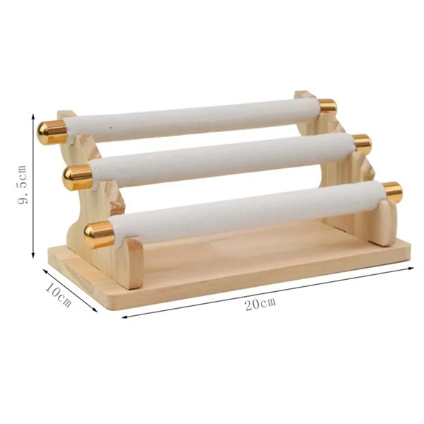 3-Tier Wooden Jewelry Display Stand Ring Holder, T-Bar Jewelry Showcase Display Stand and Organizer