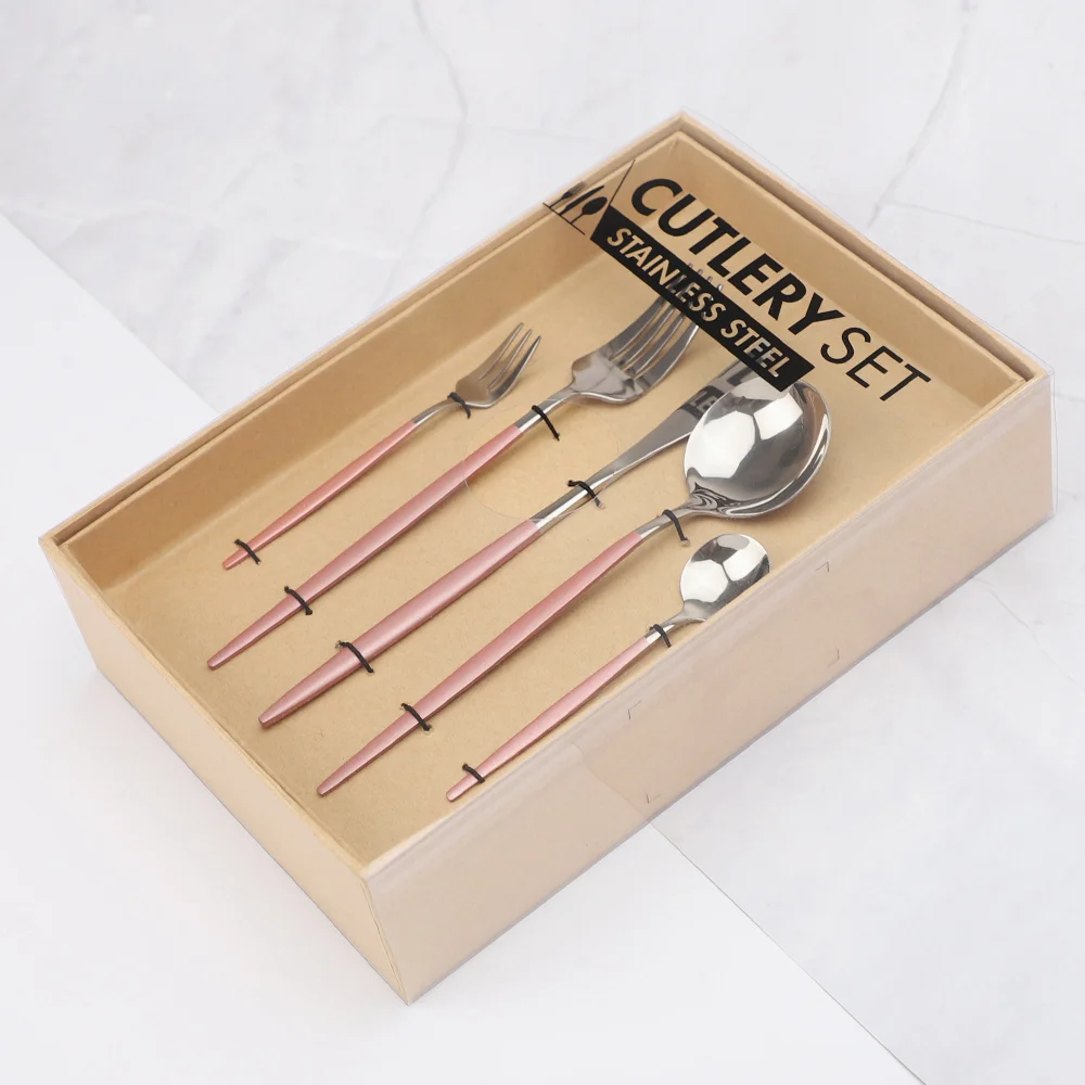 

Западный 20-дневный стиль, Серебряные ножи, вилки, ложки, набор столовых приборов с подарочной коробкой, кухонная посуда, обеденный набор