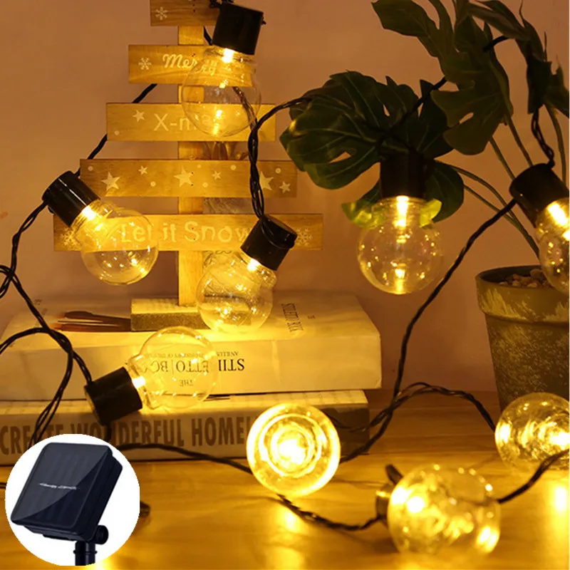 

Outdoor Garden 10m/6.5m/5m Solar G50 Bulb Led String Lights Holiday Lighting Solar Lamp Christmas Decoration Street Fairy Lights