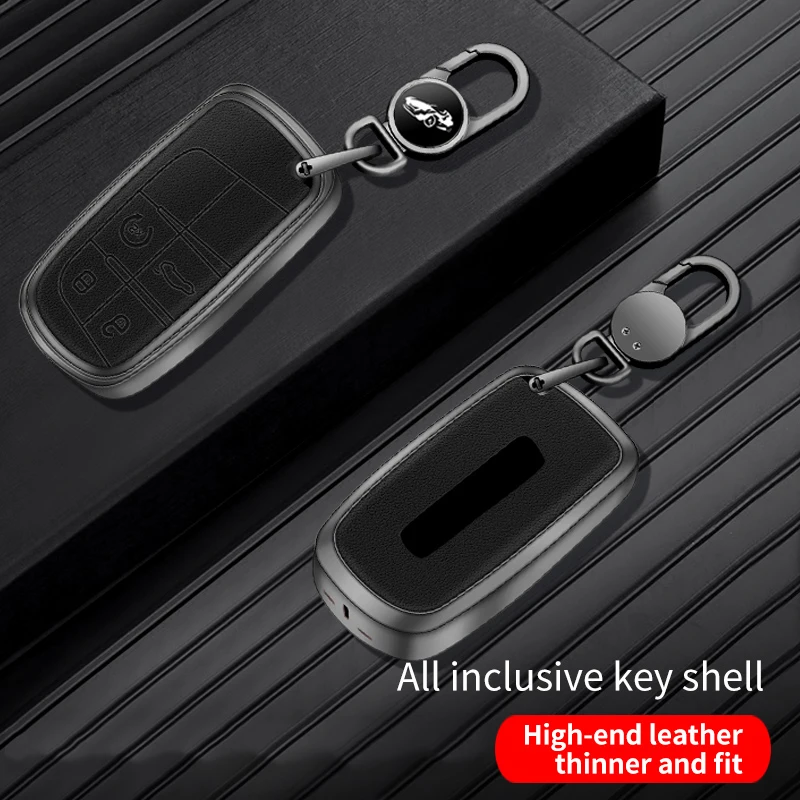 

New Zinc Alloy Leather Car Key Case Cover Key Shell Holder For Dodge Ram 1500 Journey Charger Dart Challenger Durango 2020 2022