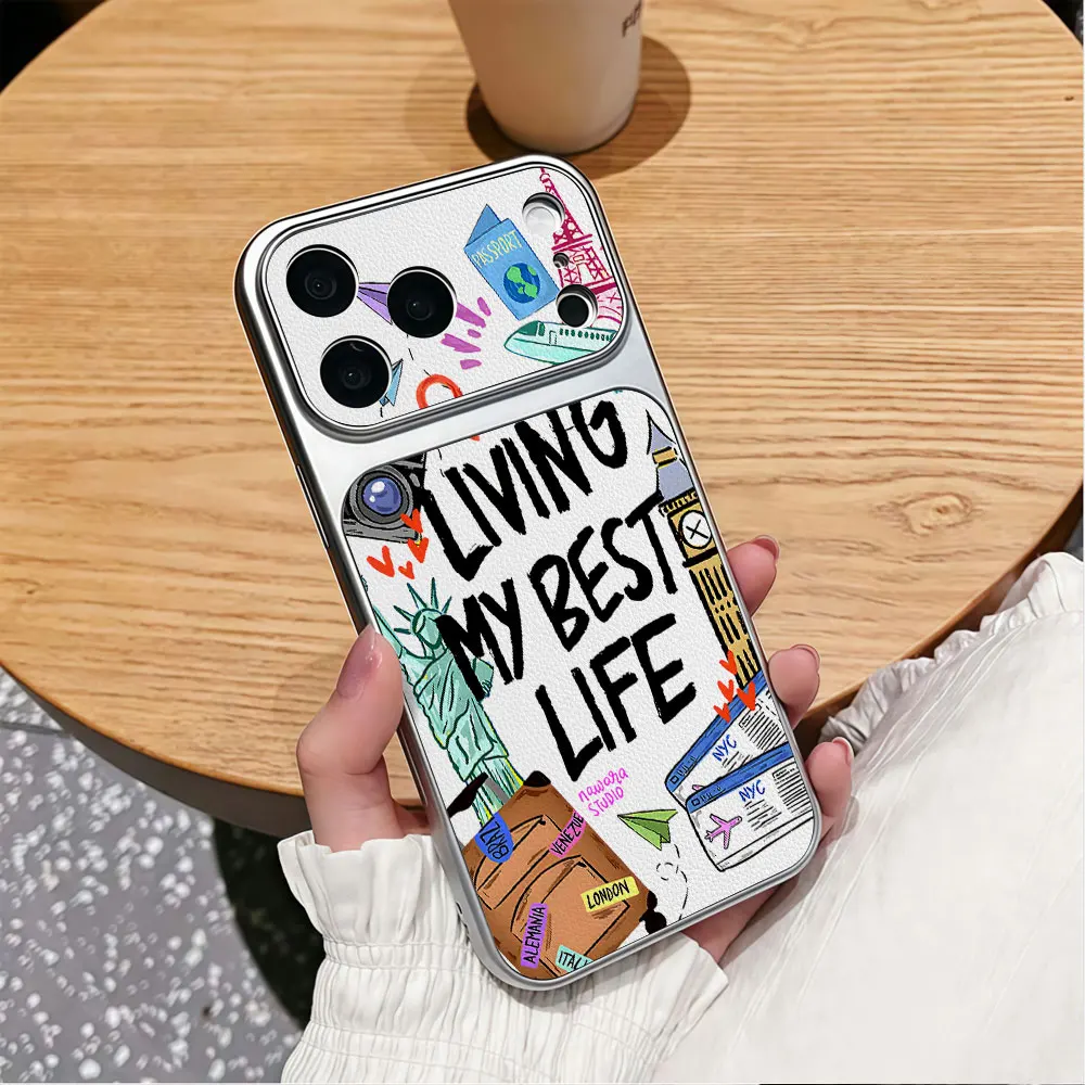 Фото Кожаный чехол для телефона с камерой для iPhone 11 12 13 14 15 16 Plus 17 Pro Max 7 8 X XS XR 16 Plus, противоударный, с гальваническим покрытием, мягкий чехол №3