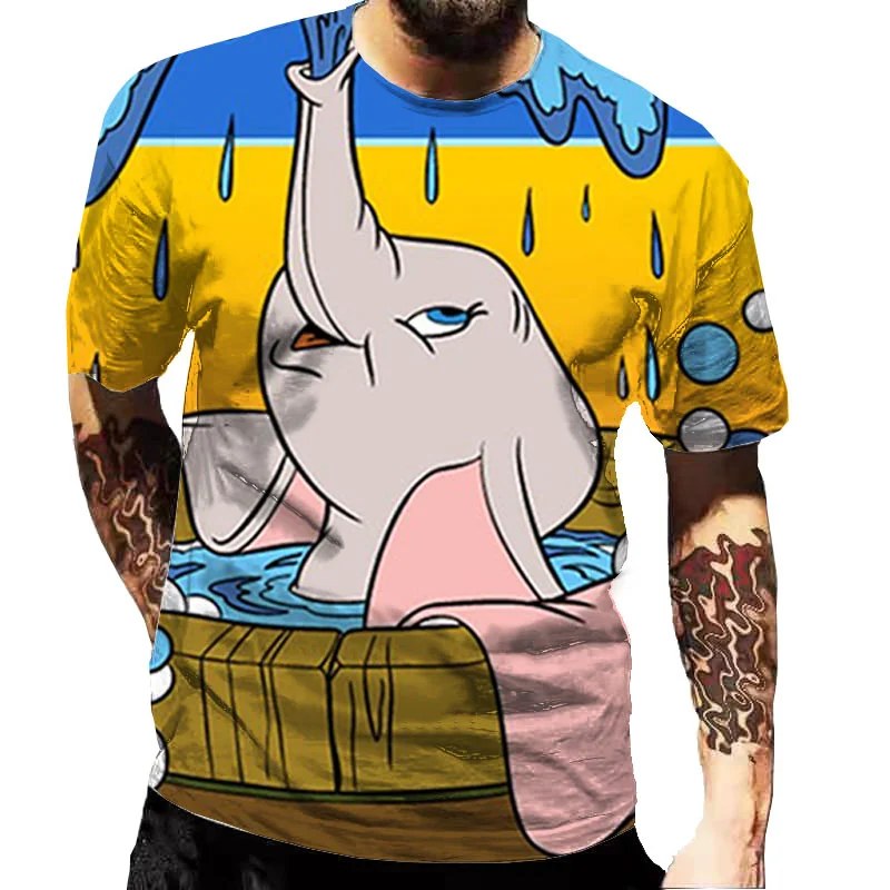 

Disney Dumbo Cartoon 3D T-shirts Men/Female Kawaii Harajuku Outdoor Fashion Clothes Kids Cool Black TShirts Tops Tee 4T-22T
