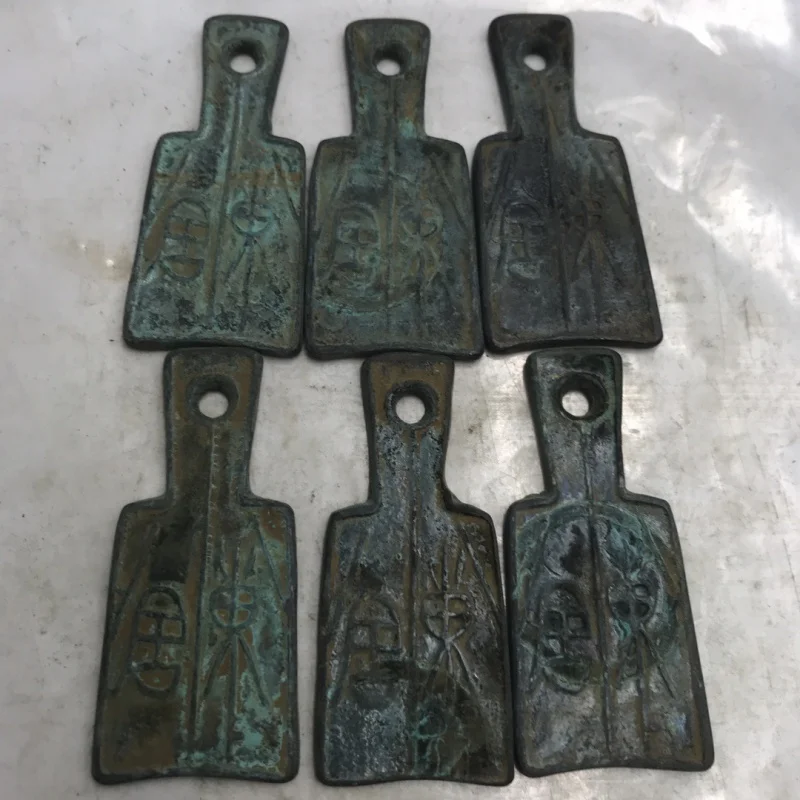 Старинная копия монеты для библиотеки с тремя отверстиями Ван Манг Цянь нож Ци